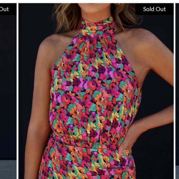 Floral halter midi dress - Picture 4 of 5